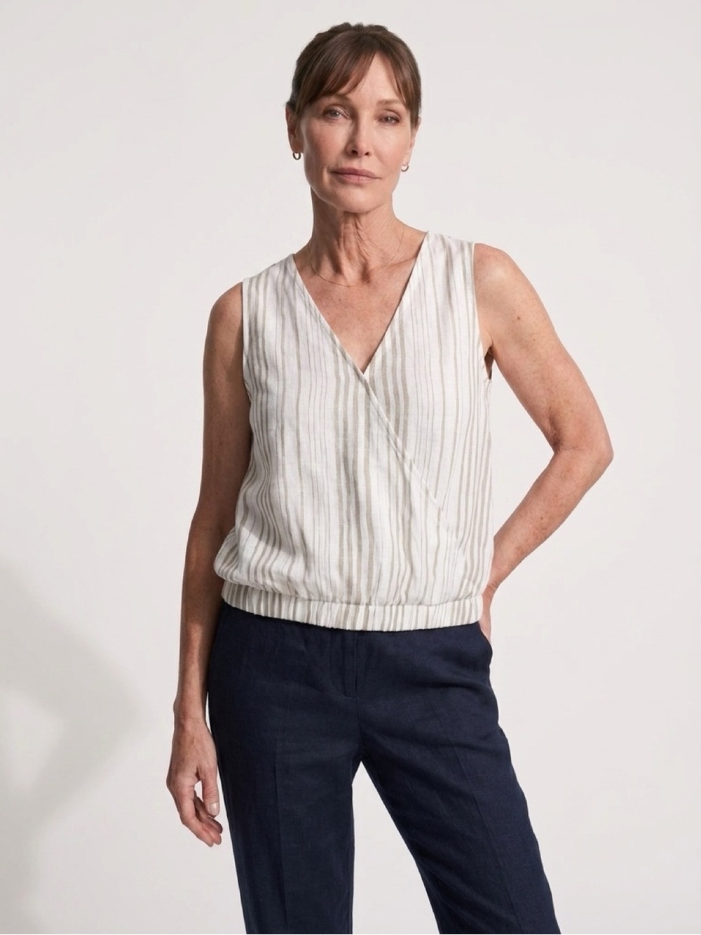 Splendid Canyon Surplice Striped Linen Blouse Size XL MSRP $128